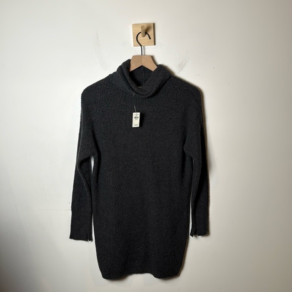 Brand New Aerie Womens Long Sleeve Gray Turtleneck Sweater Dress Soft Knit XXS - Picture 1 of 9